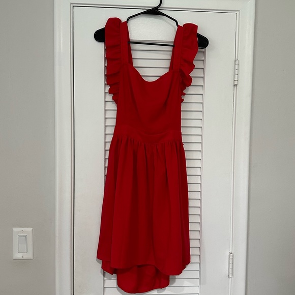 Romwe NWOT Open/Tie Back Red Dress Size Large. - Picture 4 of 5